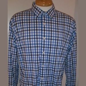 UNTUCKit Mens oxford Blue White Check button up LS